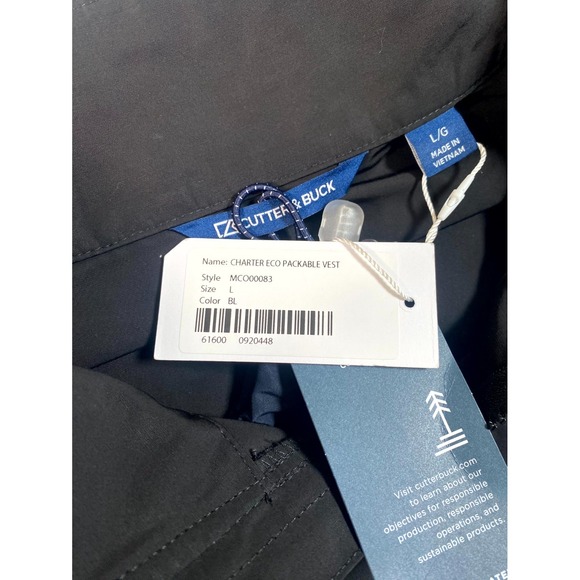 Cutter & Buck Charter Eco Packable Vest Mens Large Black Miami Dolphins Football - Picture 3 of 10